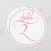 Roze kalligrafie script ronde tafel nummer 2 kaart (Voorkant / Achterkant)