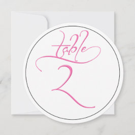 Roze kalligrafie script ronde tafel nummer 2 kaart