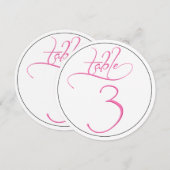 Roze kalligrafie script ronde tafel nummer 3 kaart (Voorkant / Achterkant)