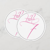 Roze kalligrafie script ronde tafel nummer 7 kaart (Voorkant / Achterkant)