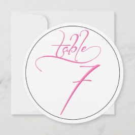 Roze kalligrafie script ronde tafel nummer 7 kaart