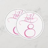 Roze kalligrafie script ronde tafel nummer 8 kaart (Voorkant / Achterkant)