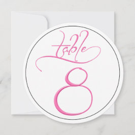Roze kalligrafie script ronde tafel nummer 8 kaart