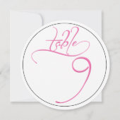 Roze kalligrafie script ronde tafel nummer 9 kaart (Achterkant)