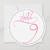 Roze kalligrafie script ronde tafel nummer 9 kaart (Voorkant)