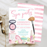 Roze Kalligrafie Spa Party Uitnodiging voor verjaa