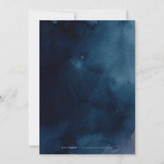 Roze kalligrafie van de zeemacht rustige bruiloft kaart (Achterkant)