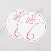 Roze kalligrafiescript Ronde Lijst Nummer 6 Kaart (Voorkant / Achterkant)