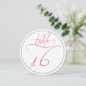 Roze kalligrafiescript Ronde Tafelnummer 16 Kaart (Staand voorkant)