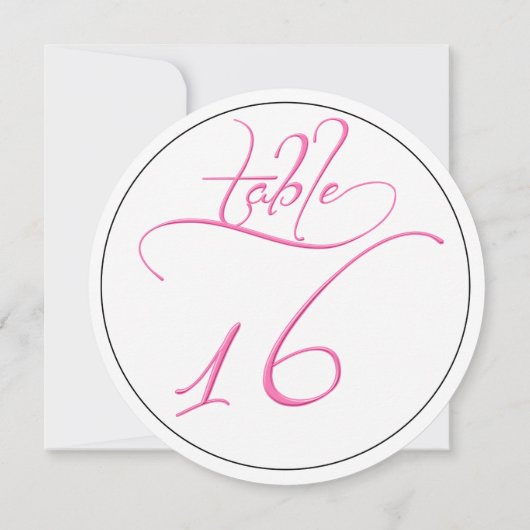 Roze kalligrafiescript Ronde Tafelnummer 16 Kaart (Achterkant)