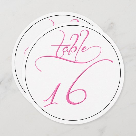 Roze kalligrafiescript Ronde Tafelnummer 16 Kaart (Voorkant / Achterkant)