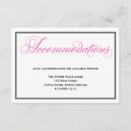Roze kalligrafiescript Wedding Accommodatie Informatiekaartje