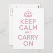 Roze kalm bewaren en doorgaan briefkaart (Voorkant / Achterkant)