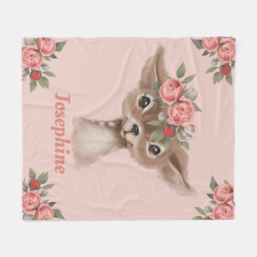  roze kalveren fleece deken (Voorkant (Horizontaal))