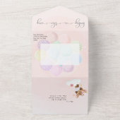 Roze kalveren in maskers virtueel Baby shower All In One Uitnodiging (Buitenkant)