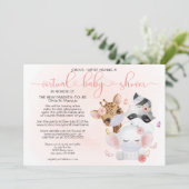 Roze kalveren in maskers virtueel Baby shower Kaart (Staand voorkant)