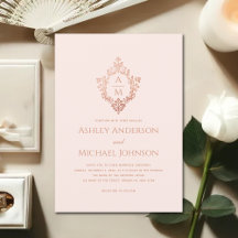 Roze kam wedding monogram vintage roze goud