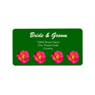 roze kamellia bloemen adresetiketten etiket