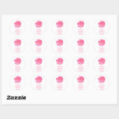Roze kamellia bloemtrouwsticker ronde sticker (Vel)