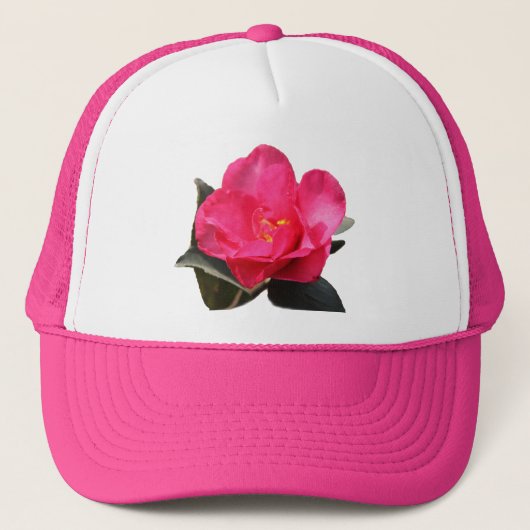  roze kamellia trucker pet (Voorkant)