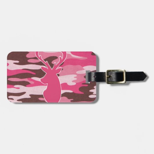 Roze kamhertenkop bagagelabel (Voorkant horizontaal)