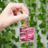 Roze kamhertenkop sleutelhanger (Hand)