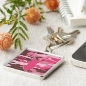 Roze kamhertenkop sleutelhanger (Zijkant)