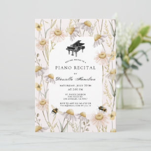 Roze kamille & bijen pianorecital kaart