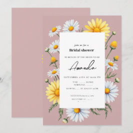 Roze kamille bruids douche uitnodiging