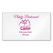 Roze kamp bruidsmeisje voeg naam datum jaar bachel magnetisch visitekaartje (Voorkant)