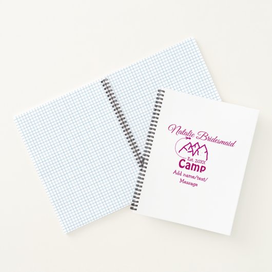 Roze kamp bruidsmeisje voeg naam datum jaar bachel notitieboek (Binnen)