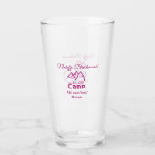 Roze kampeer bruidsmeisje voeg naam datum jaar vri glas (Achterkant)