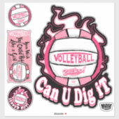 Roze kan je volleybal dig sticker (Vel)