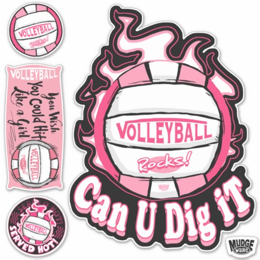 Roze kan je volleybal dig sticker (Voorkant)