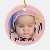 Roze kandle 1st Birthday Keepomwille Ornament (Voorkant)