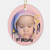 Roze kandle 1st Birthday Keepomwille Ornament (Links)