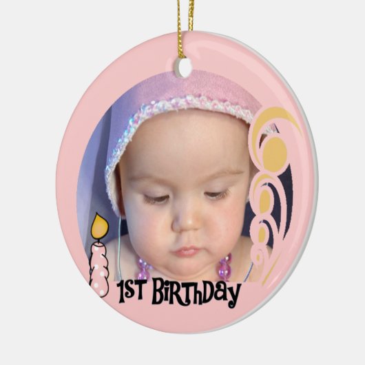 Roze kandle 1st Birthday Keepomwille Ornament (Links)