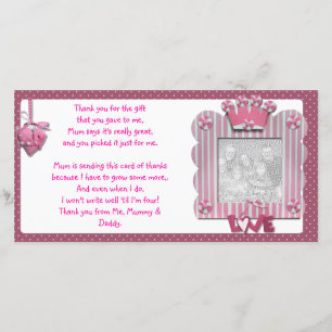 Roze kandystripe lijst Hartelijk dank voor uw baby Bedankkaart