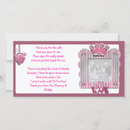 Roze kandystripe lijst Hartelijk dank voor uw baby Bedankkaart