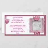 Roze kandystripe lijst Hartelijk dank voor uw baby Bedankkaart (Voorkant / Achterkant)