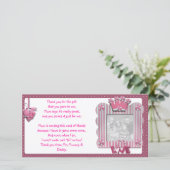 Roze kandystripe lijst Hartelijk dank voor uw baby Bedankkaart (Staand voorkant)