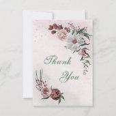roze kaneel roos witte flora bedankkaart (Voorkant)