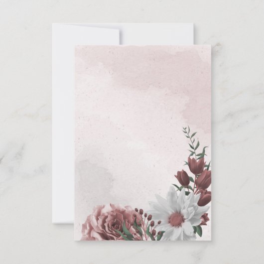 roze kaneel roos witte flora bedankkaart (Achterkant)