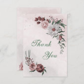 roze kaneel roos witte flora bedankkaart (Voorkant / Achterkant)