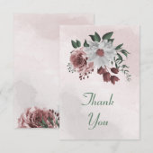 roze kaneel roos witte flora bedankkaart (Voorkant / Achterkant)