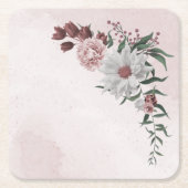 roze kaneel roos witte flora kartonnen onderzetters (Voorkant)