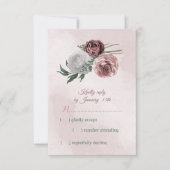 roze kaneel roos witte flora RSVP kaartje (Voorkant)