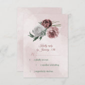 roze kaneel roos witte flora RSVP kaartje (Voorkant / Achterkant)