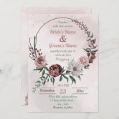 roze kaneel roos witte florale bruidegans kaart (Voorkant / Achterkant)