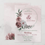 roze kaneel roos witte florale bruidegans kaart (Voorkant / Achterkant)